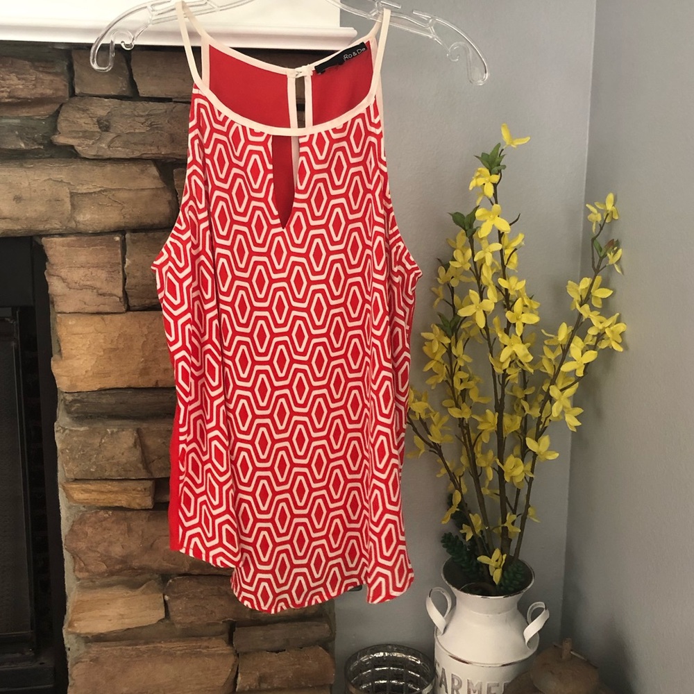 Ro&De Red Patterned Cut Out Blouse